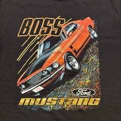 Vintage Ford Mustang Boss T Shirt Y2K Racing Graphic Tee NASCAR – Mens Large