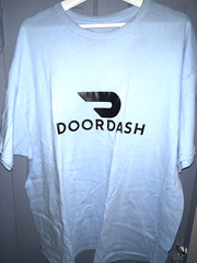DoorDash Front & Back Food Delivery Driver SKY BLUE Short Sleeve 2XL Shirt *RARE