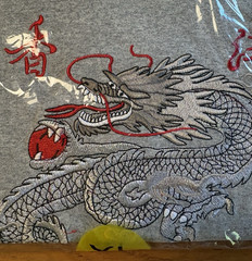 Hong Kong Embroidered Dragon Souvenir Tee Gray Crewneck T-Shirt Size XL New