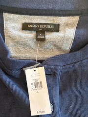 Banana Republic Cozy Jersey Henley Mens Large Navy Blue Long Sleeve NWT