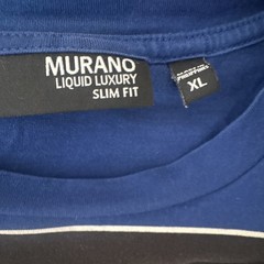 Murano Liquid Luxury Men’s Slim Fit Striped T-Shirt XL Blue/Black Crew Neck Cot…