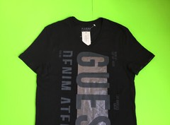 GUESS Los Angeles Mens Short Sleeve T-Shirt Size SMALL Black w/Silver Cotton NEW
