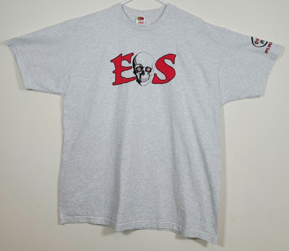 Official Evil Sports T Shirt 2XL Skull with Baseball Eyes Gray