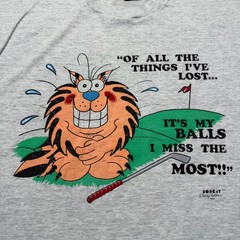 Vintage 1989 Bobcat Golf I Miss My Balls Funny Cartoon Graphic T-Shirt USA – XL