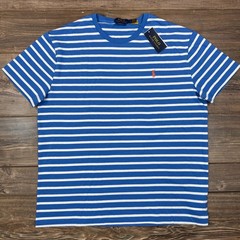Polo Ralph Lauren Mens Large T-Shirt Blue White Striped Classic Fit NWT