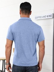 Men’s Button-Down Polo Shirt – Short Sleeve Slim Fit -Contrast Color Golf Casual