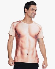 NWT Raisevern Naked Chest Muscles Man Male short sleeve shirt MENS M XXL