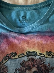 Grateful Dead Liquid Blue Bertha Skeleton Roses Teal Tie Dye Tee 3XL Flaw