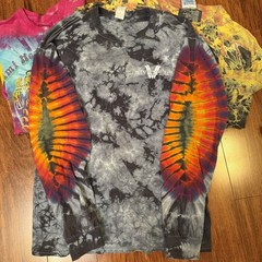 Mixed Tie-Dye Shirt Lot Of 4 100% Cotton 3 Long Sleeve Spiral Jimi Hendrix