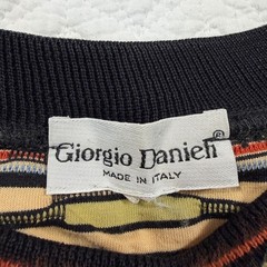 VTG Giorgio Danieli Mens Knit Shirt XL 3D Textured Wavy Stripe Multi Italy Made
