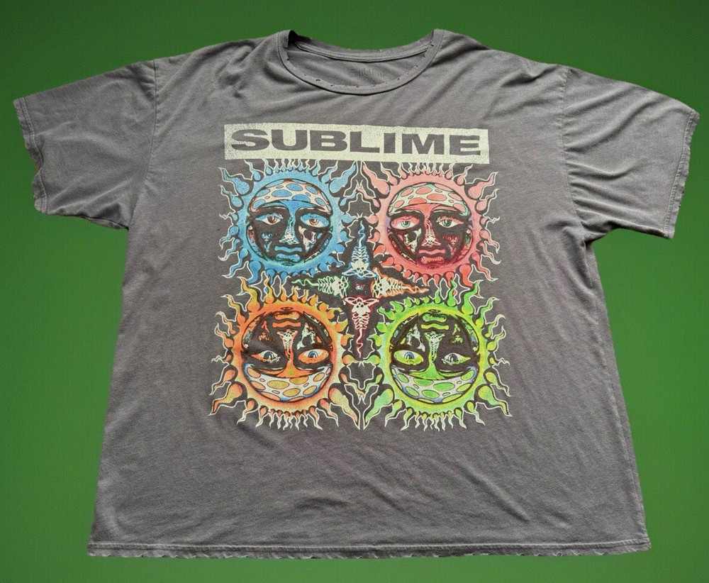 Sublime Distressed Graphic Band T Shirt Relaxed Short Sleeve Grunge Music