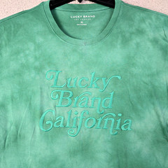 Lucky Brand TIE DYE SHIRT Mens Extra Large XL GREEN Casual Embroidered NWT