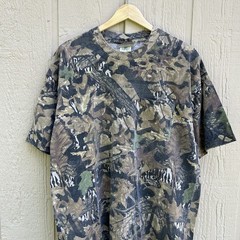 Vintage 90s Y2K Mossy Oak Camo Forest Floor Pocket Tee Shirt Mens Large