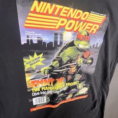 Nintendo Power Magazine Cover Art TMNT III Black Comfort Colors Tee LARGE RARE
