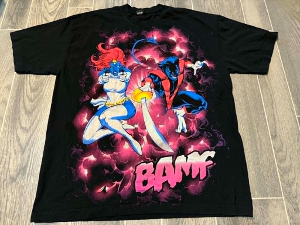 Nightcrawler & Mystique BAMF Tee Shirt marvel x-men mask and disguise black XL
