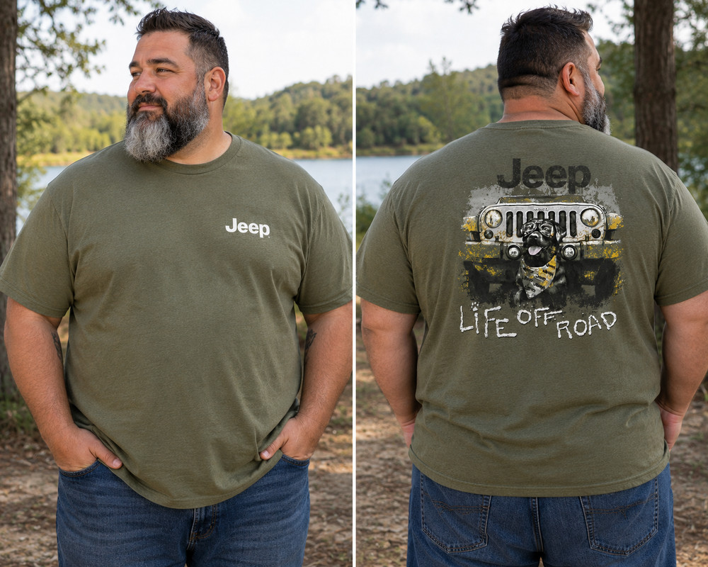 new JEDCO Jeep life off road men’s tee sz 2xl olive green
