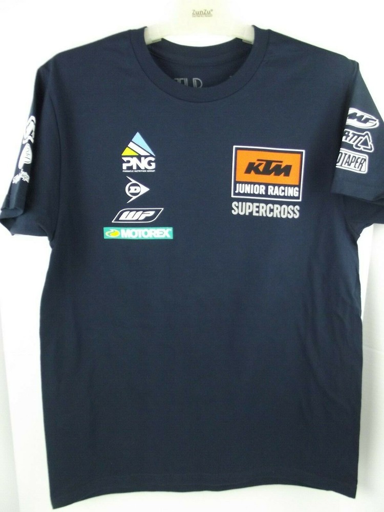 TLD KTM SX Troy Lee Jr Racing Supercross Moto MX Navy Blue T Tee Shirt Mens NWOT