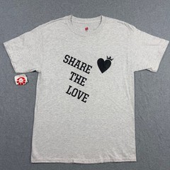 Hanes Tagless Share The Love T-Shirt Mens M Gray Heart Crown Graphic Tee