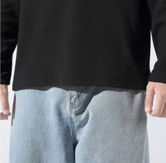 Spring Men Retro Half-Turtleneck Warm Long Sleeve Tee Solid Color T Shirt Tops