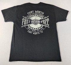 Harley Davidson Skull Shirt Mens Large Black Fort Worth Fast Free Biker TX