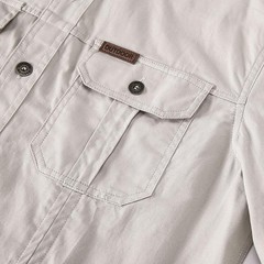 Men’s Long-Sleeve Western Shirts Cotton Button-Up Military Style