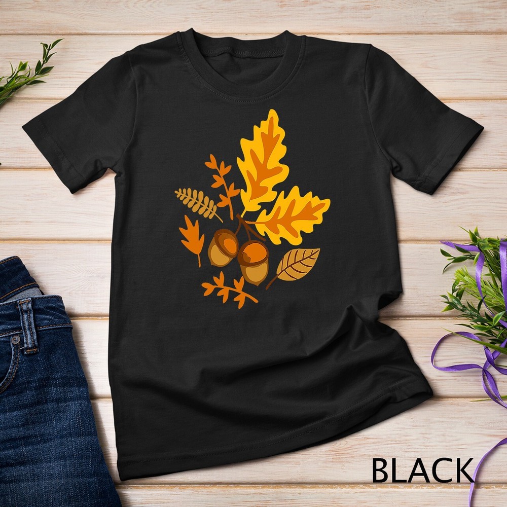 Autumn Leaves and Acorns Fall for Women Thanksgiving Cute Unisex T-shirt