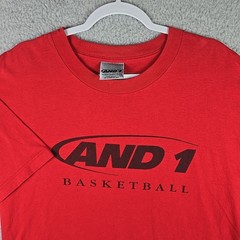 Vtg AND1 Fundamentals T Shirt Mens L Red Made In USA Basketball