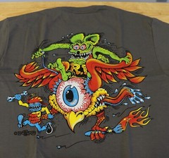 Men’s Ed Big Daddy Roth Rat Fink Flying Eye Hot Rod Gray Cotton T-Shirt M-3XL