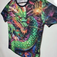 Menacing Dragon Multi-Colored T-Shirt Size XXL 2-Sided 100% Polyester.