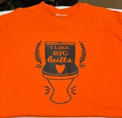 Hand Designed Large Vinyl Designed “I Like Big Butts” Cotton T-Shirt