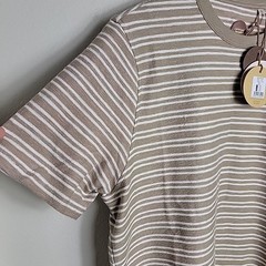 Common People Men’s Linear Shirt Relaxed Fit Soft Cotton Taupe Size L NEW