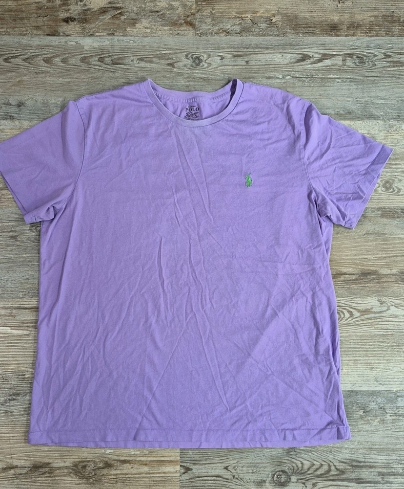 Polo Ralph Lauren Crew Neck Modern Classic-Fit Shirt Mens XL PURPLE GREEN PONY