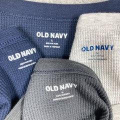 Old Navy Thermal Shirt Mens L Multi 4 Pack Waffle Knit Fair Isle Grey Navy Blue