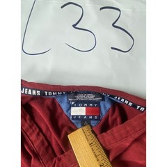 Vintage Tommy Jeans Mens Large Red V Neck Pocket T Shirt Flag Logo 90s