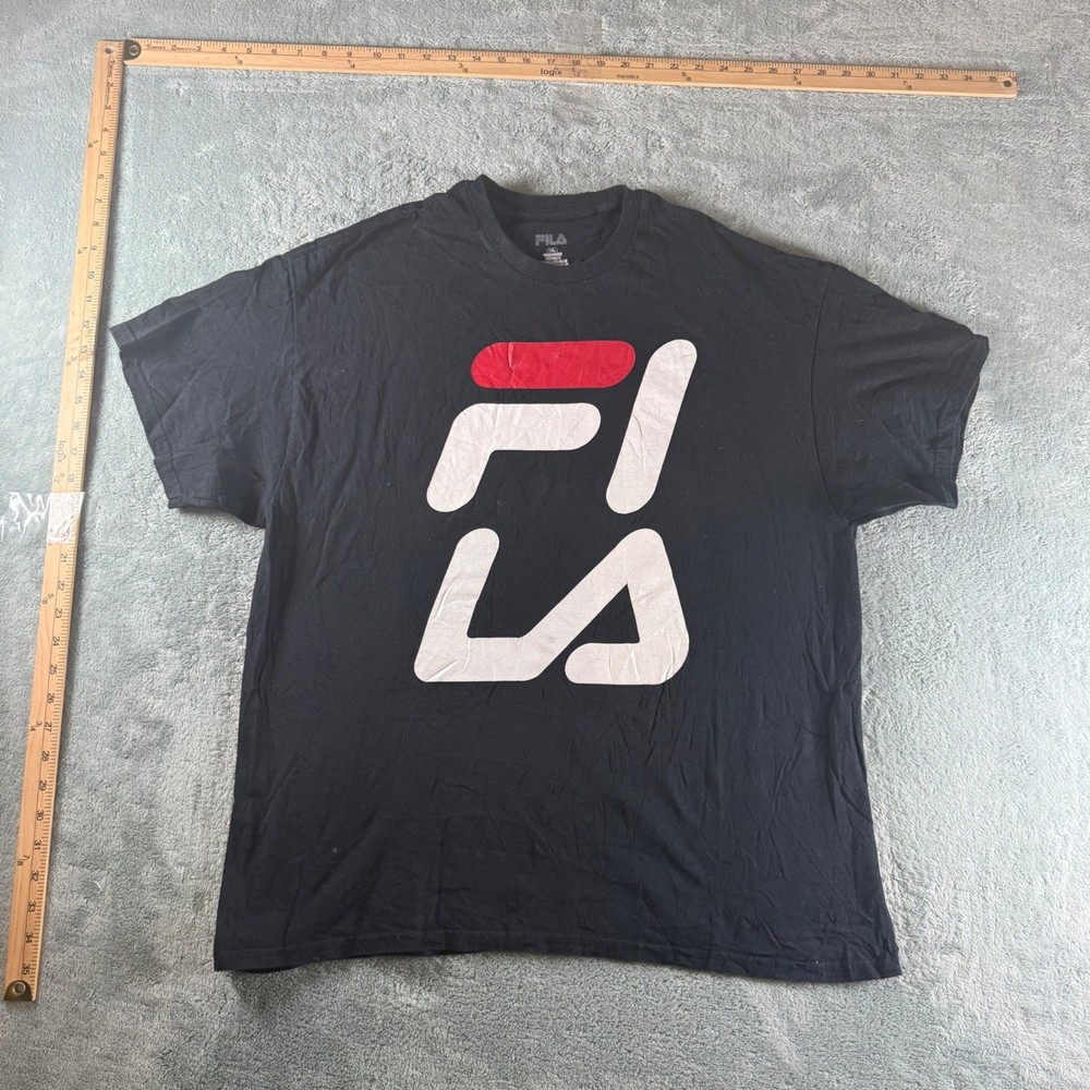 Fila Mens Black Graphic Logo T-Shirt Short Sleeve Cotton Tee 1XL