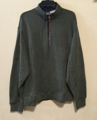 $95 DANIEL CREMIEUX Blue-Olive 1/4 Zip Cotton Sleeve Patch Reversible Sweater XL