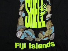 VINTAGE Fiji T-Shirt Adult XL Shells Graphic Short Sleeve Beach Black Seashells