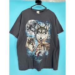 Men’s Black Graphic Wolf T-Shirt -XL