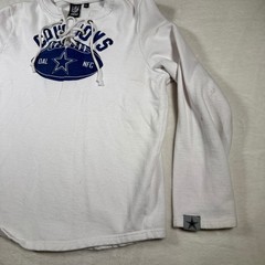 NFL Dallas Cowboys Lace Up Long Sleeve T Shirt XL White Blue Football NFL