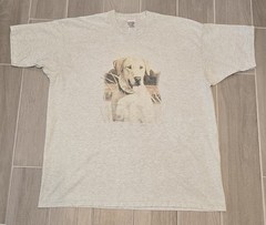 Vintage White Lab Dog Nature Art Graphic Shirt Men’s XXL Gray Steve Hamrick