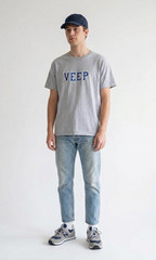 VEEP Graphic Tee Large Heather Gray Gildan Heavy Cotton Unisex T-Shirt Blue