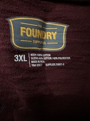 Foundry 3XL Henley Shirt Burgundy Gray Raglan Long Sleeve Big Tall NWT