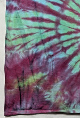 Handmade Tie Dye Radial Spiral Pattern Red Green Blue L Shirt 20″ W X 27″ L