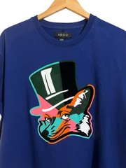 Akoo T-Shirt Graphic Fox Short Sleeve Men’s 2XL Dk Green Lt Green Blue Crew Neck