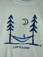 Life Is Good Crewneck T-Shirt Men’s Sz M Hammock Peace out Outdoor Camping Green