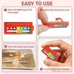 2-Pack Funny Social Battery Slider Enamel Pin – Cute 7-Day Mood Interactive L…