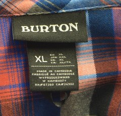 Burton Shirt Mens Long SleeveXL Blue Red Flannel Button Up Snowboarding Outdoors
