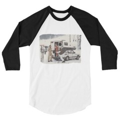 SAAB 900 Toppola Retro Skiing Sweden Europe Ski Alps 3/4 sleeve raglan shirt