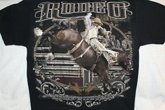 RODEO COWBOY RIDING BUCKING HORSE BRONCO RIDING WITH PRIDE T-SHIRT SHIRT