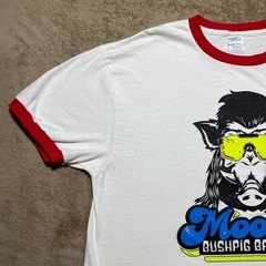 Moolay Bushpig Bait Co Ringer T Shirt Mens XL White Red Pig Graphic Outdoor Tee